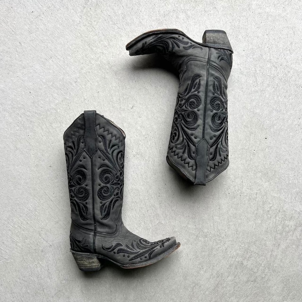 circle G leather filigree snip toe cowboy boots 🍒